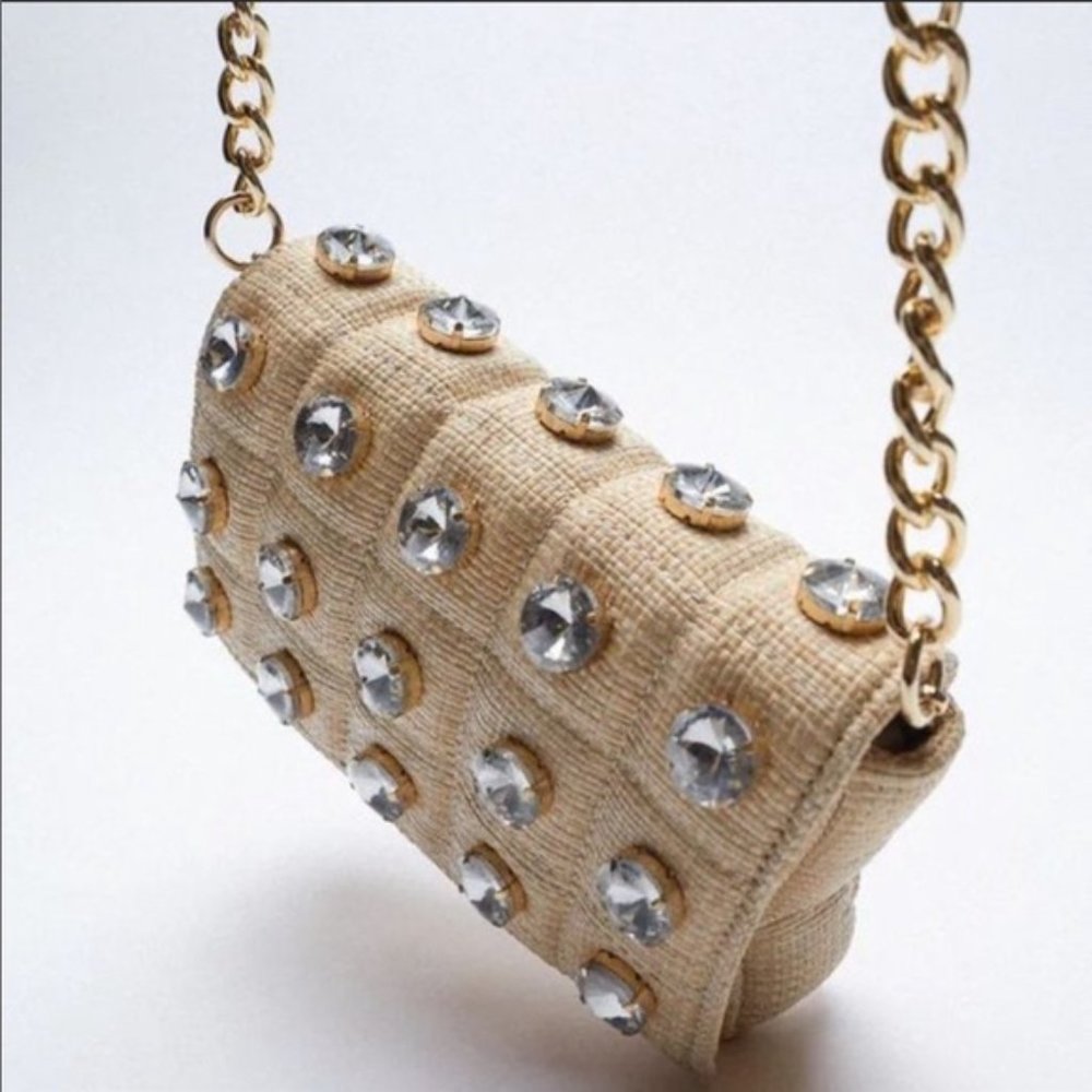 ZARA Sparkly quilted crossbody bag (NWOT)